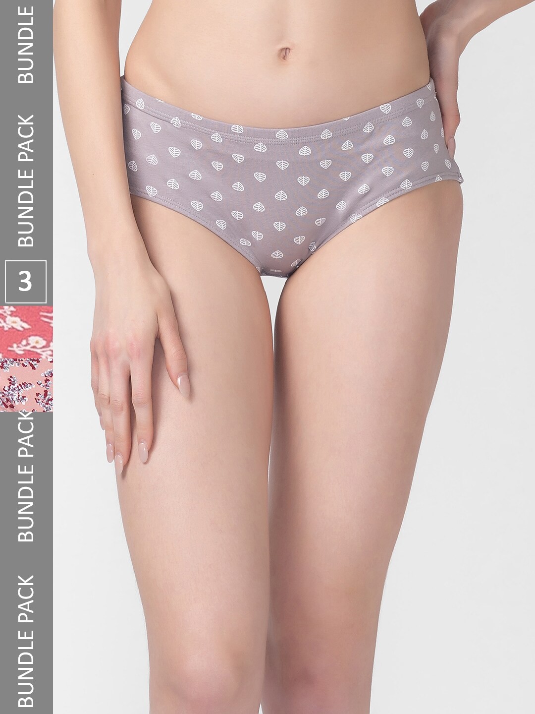 

Candyskin Women Pack of 3 Printed Anti-Bacterial Cotton Hipster Briefs, Purple