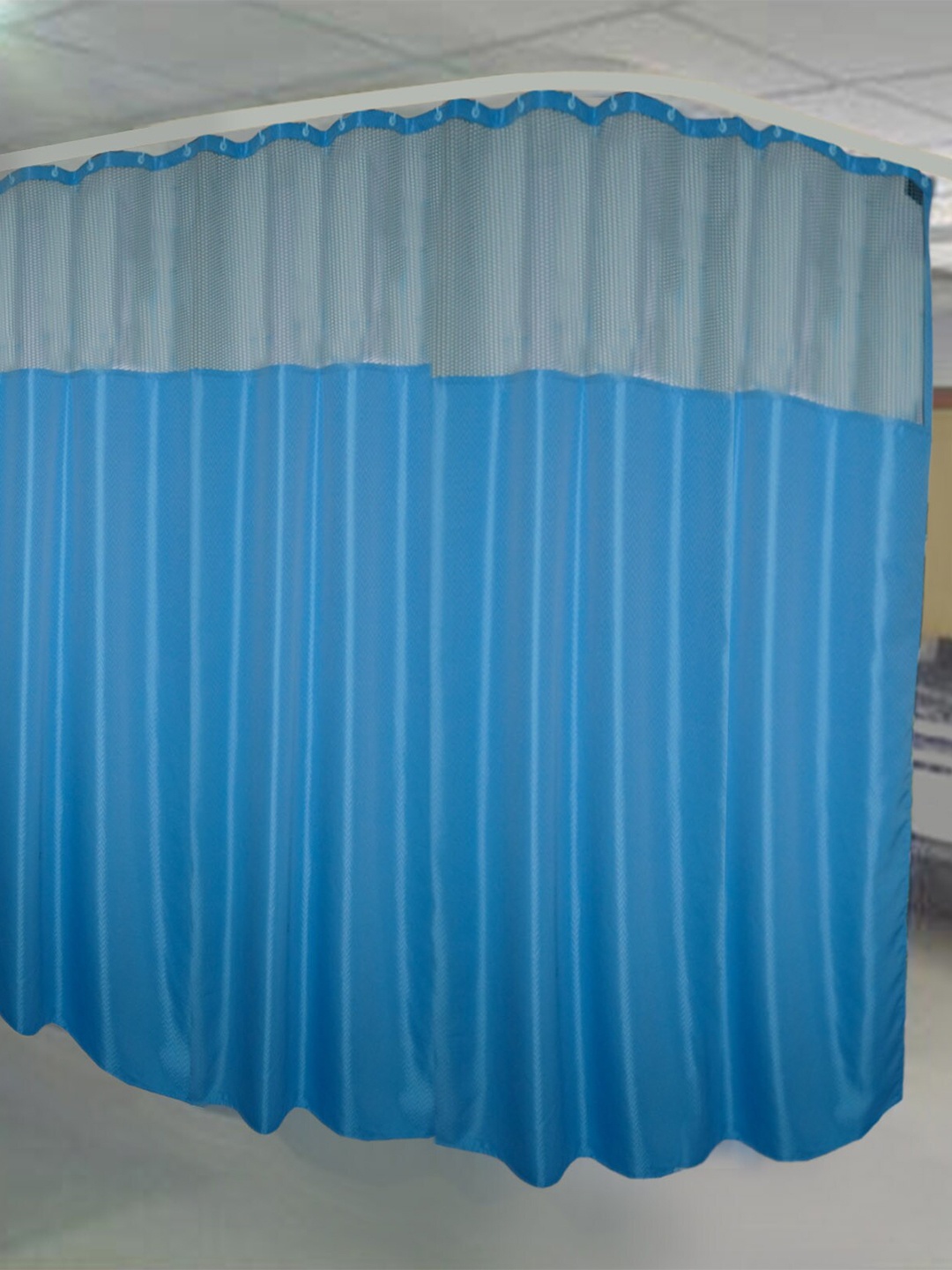 

Lushomes Blue Geometric Self Design Water Proof Hospital Curtain