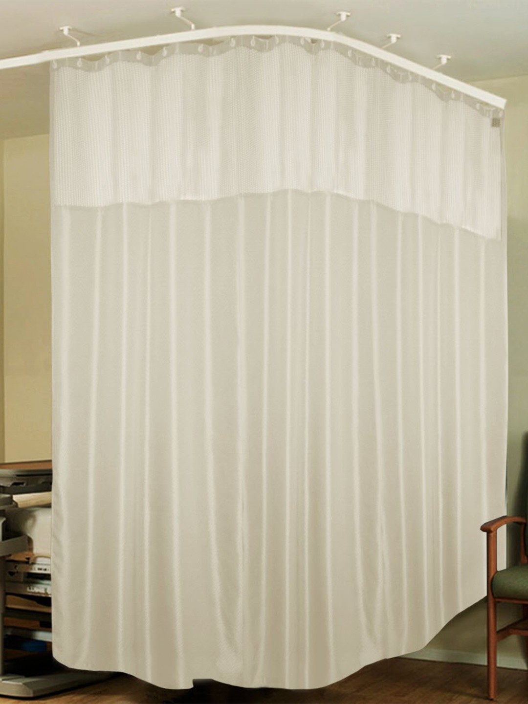 

Lushomes Cream Geometric Self Design Water Proof Hospital Curtain