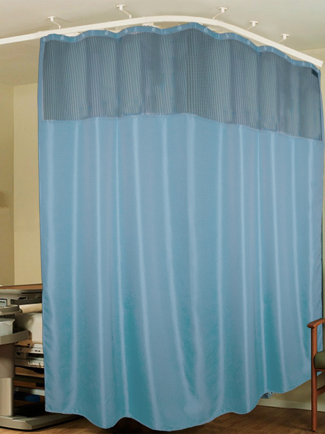 

Lushomes Blue Geometric Self Design Water Proof Hospital Curtain