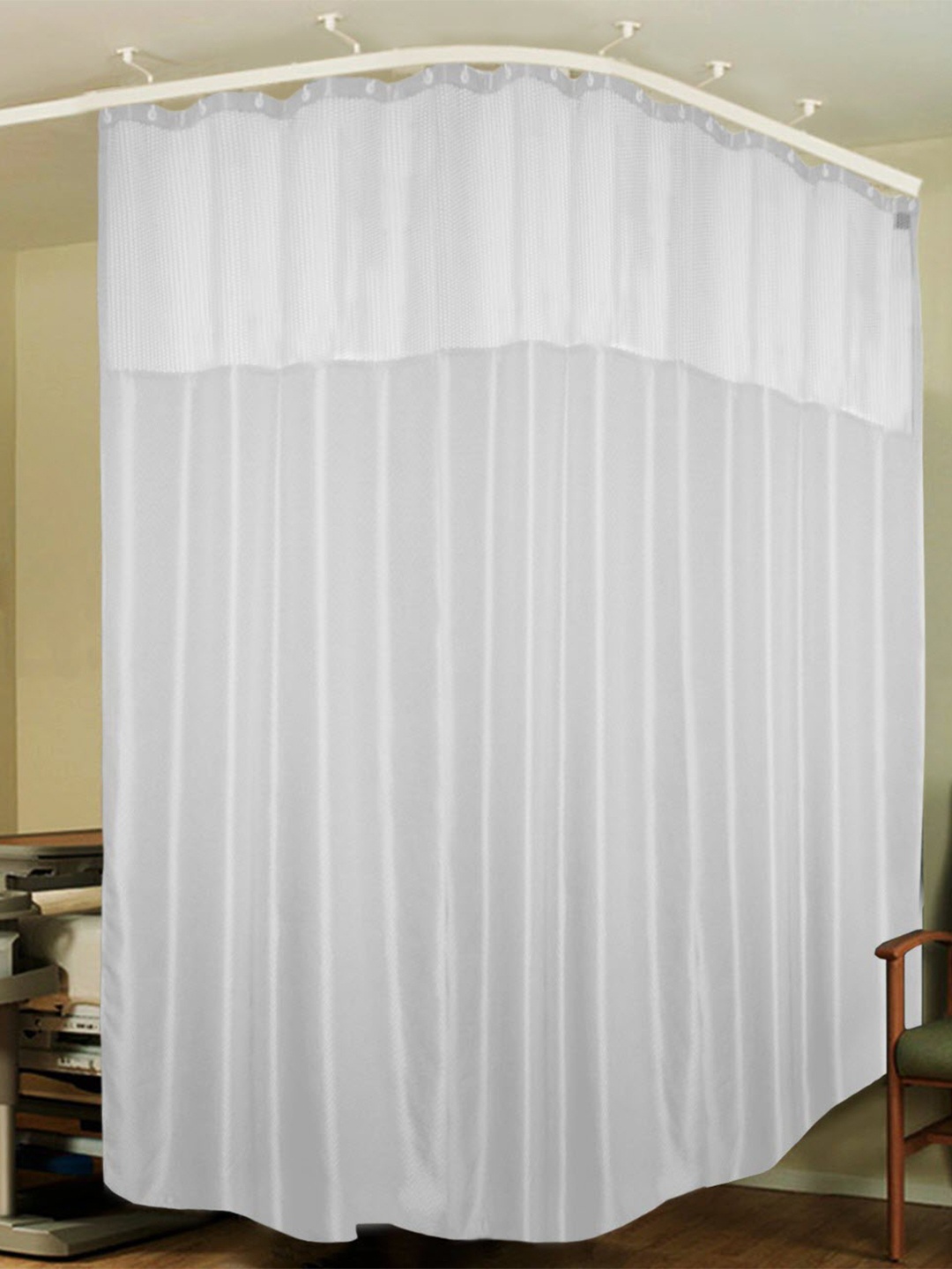 

Lushomes White & Grey Geometric Hospital Partition Long Door Curtain