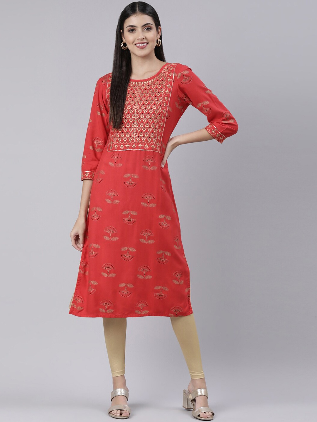 

Souchii Women Ethnic Motifs Printed Indie Prints Kurta, Red