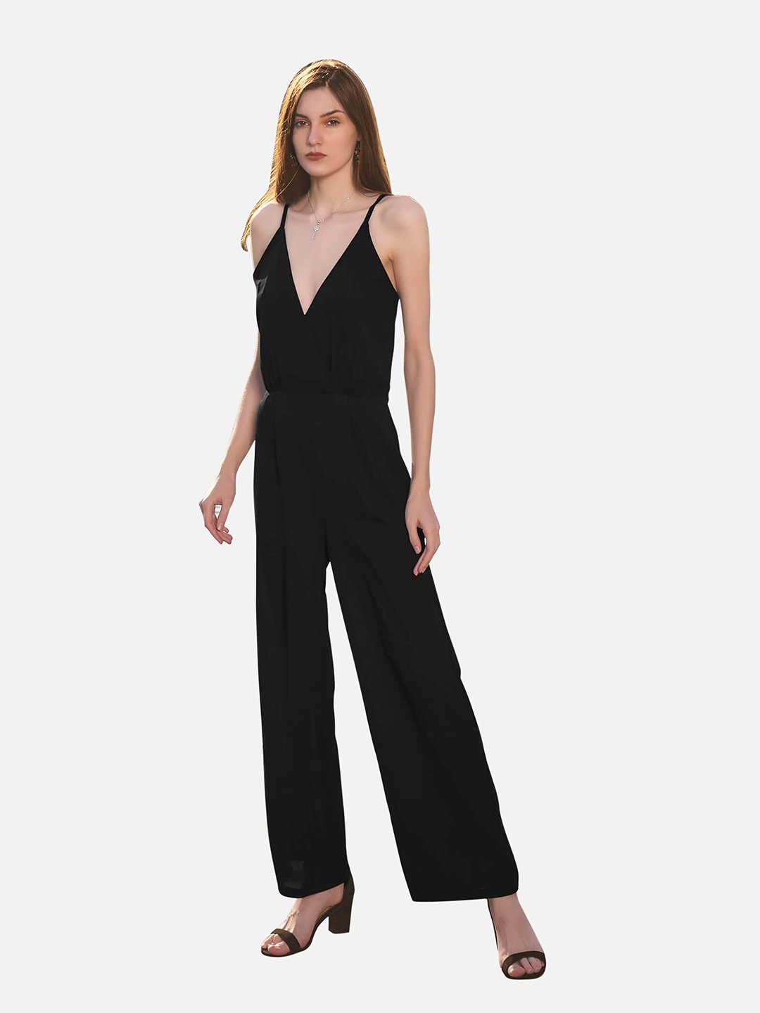 

NEOFAA Shoulder Straps Basic Jumpsuit, Black