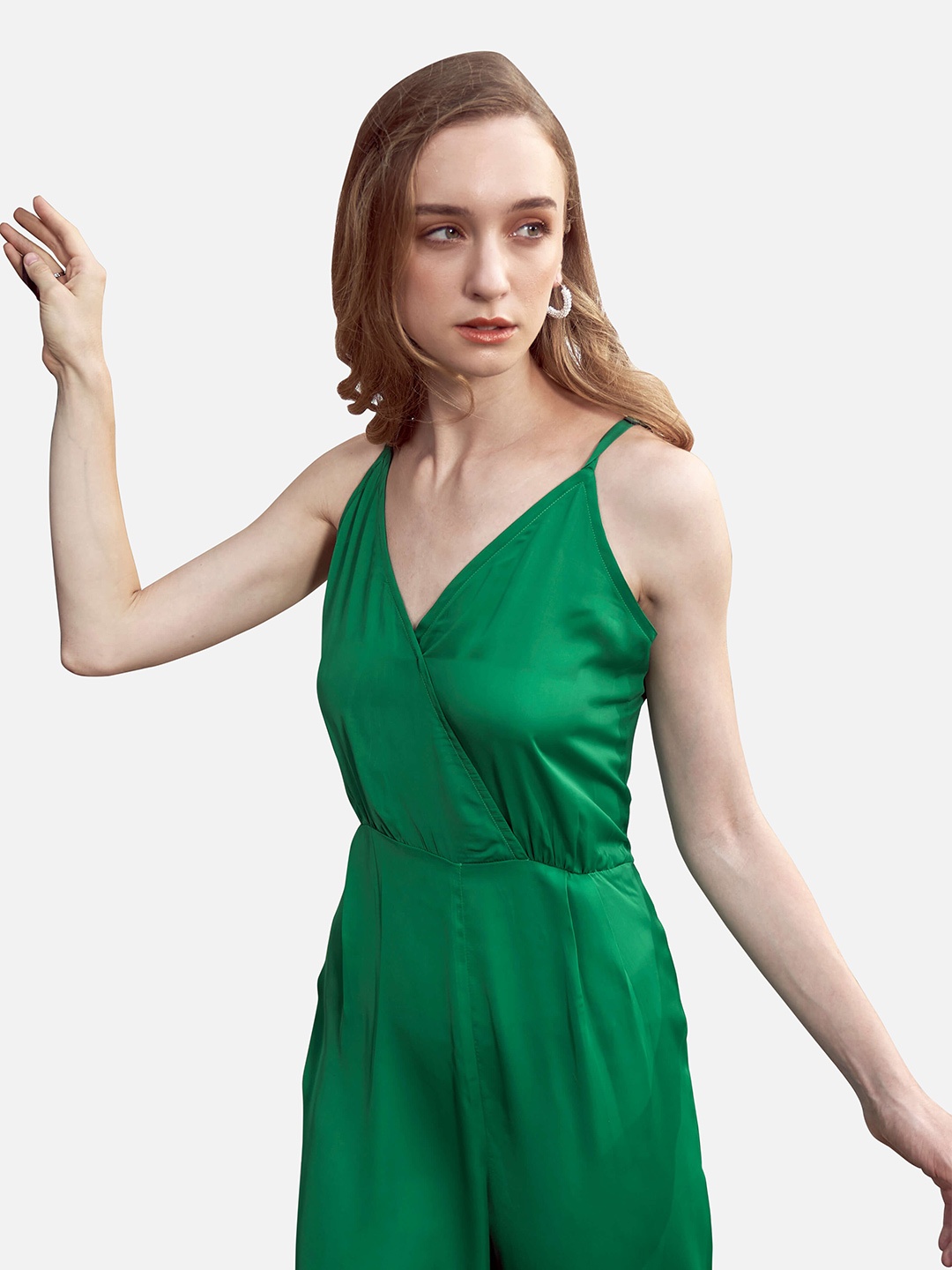 

NEOFAA Shoulder Straps Basic Jumpsuit, Green