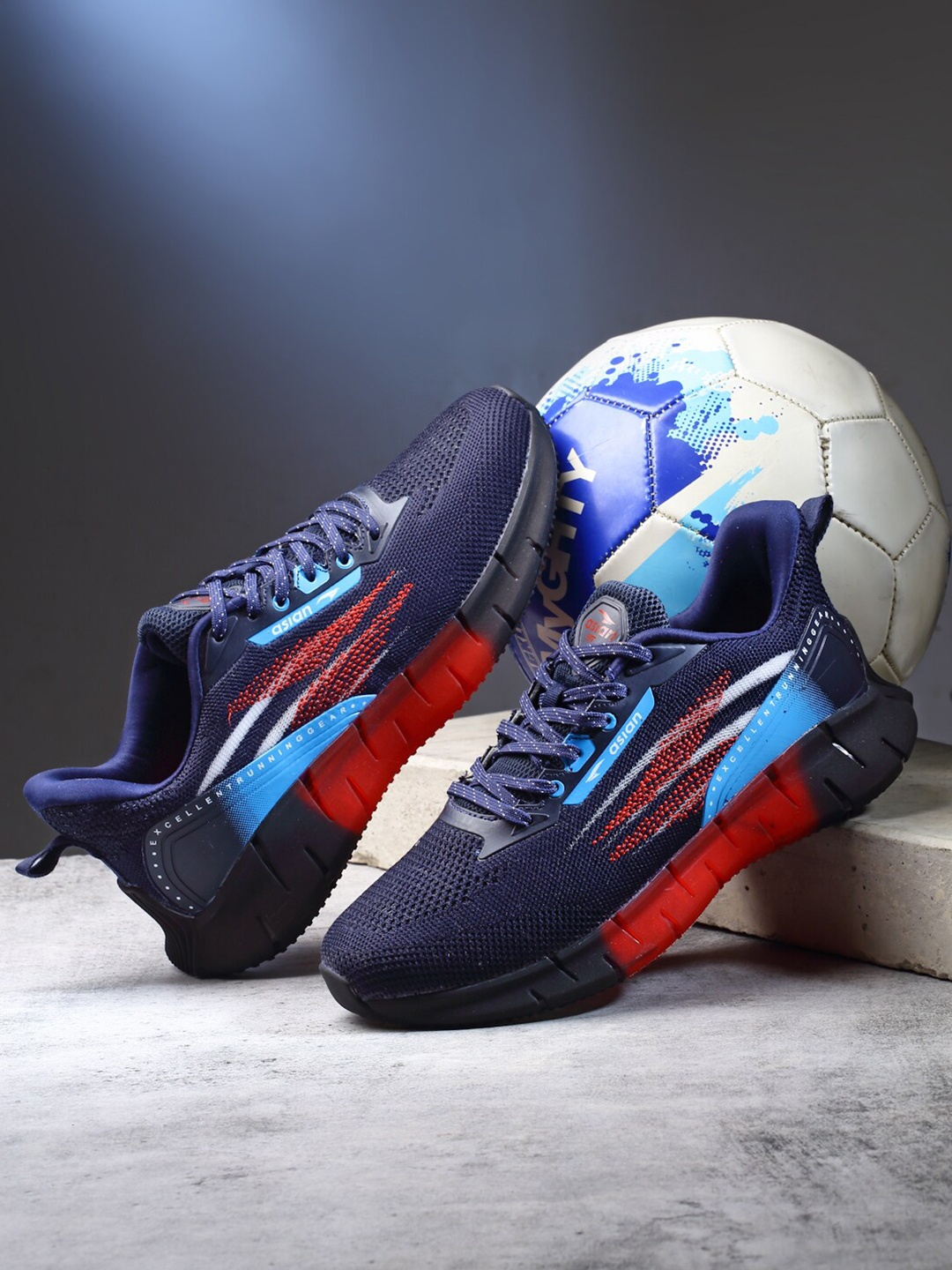 

ASIAN Men Memory Foam Running Non-Marking Sports Shoes, Navy blue