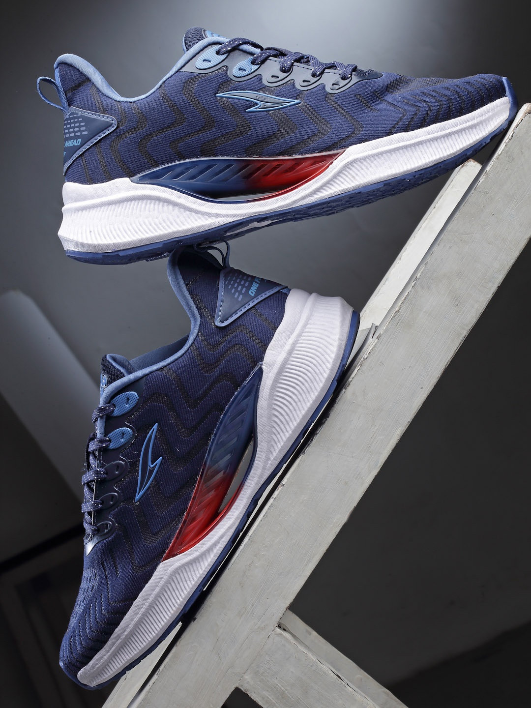 ASIAN Men Memory Foam Running Non-Marking Sports Shoes, Navy blue