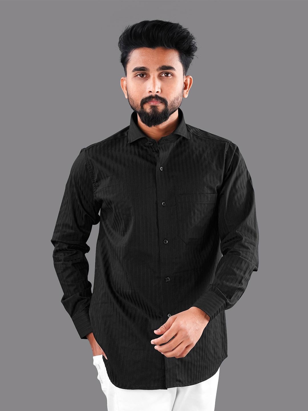 

FRENCH CROWN Men Casual Shirt, Black