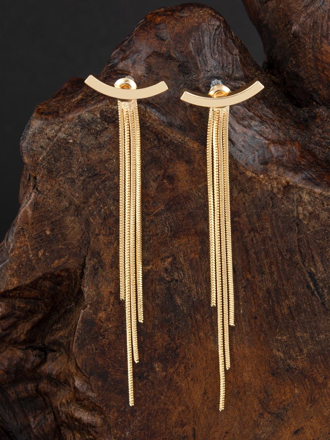 

E2O Multi Layered Contemporary Drop Earrings, Gold