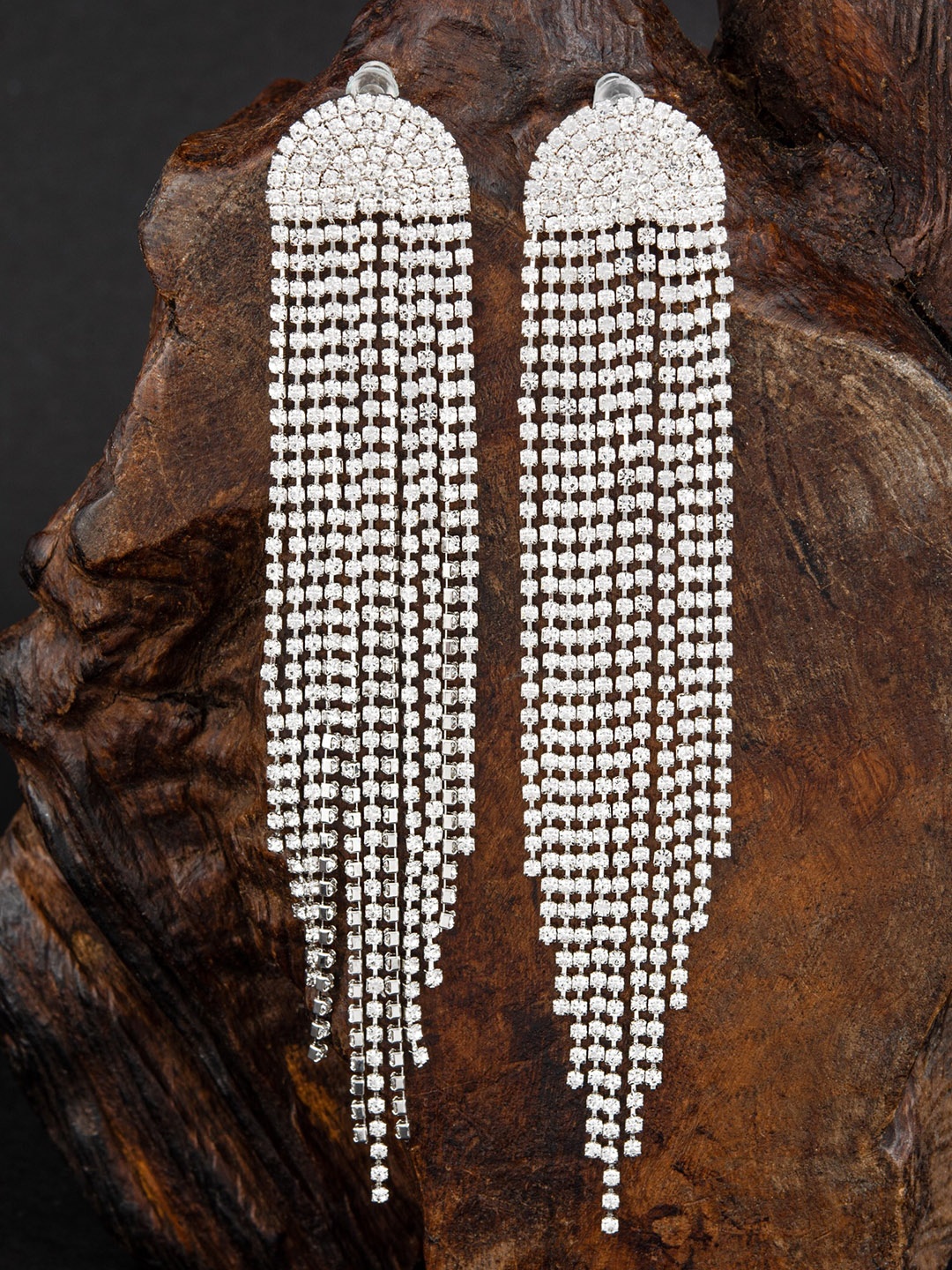 

E2O Layered White Stone Contemporary Drop Earrings