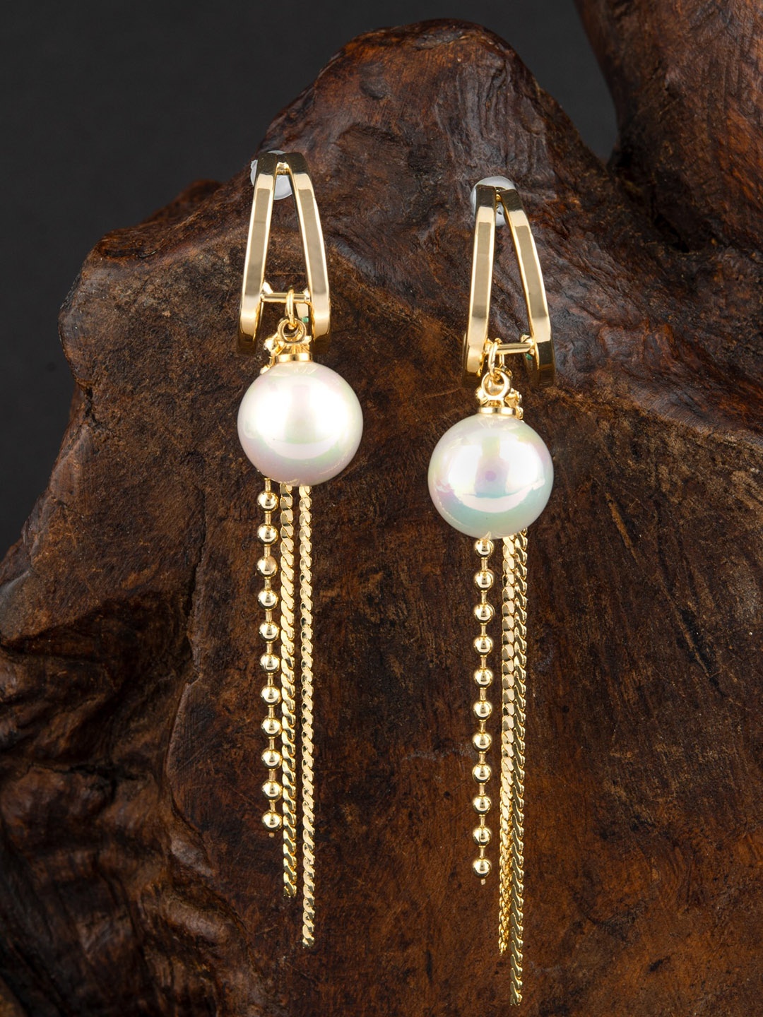 

E2O Contemporary Brass Drop Earrings, Gold