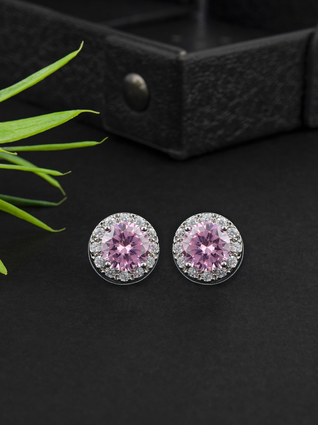 

E2O Silver-Plated Contemporary Studs Earrings, Pink