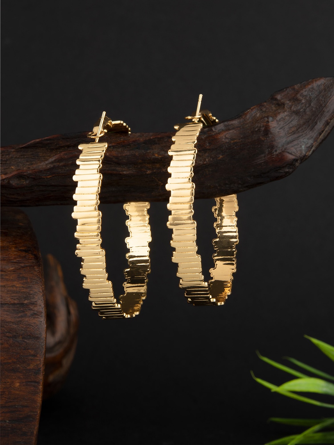 

E2O Gold Plated Contemporary Half Hoop Earrings