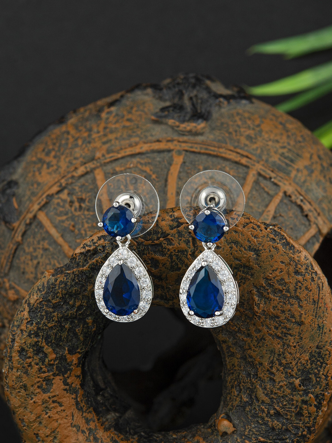 

E2O Silver-Plated Contemporary Drop Earrings, Blue
