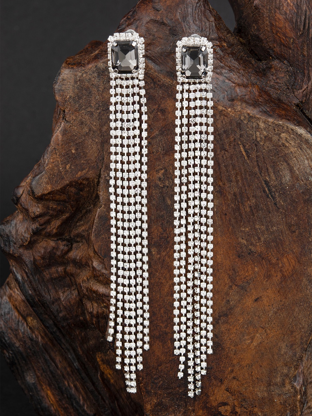 

E2O Gold-Plated Contemporary Drop Earrings, Black