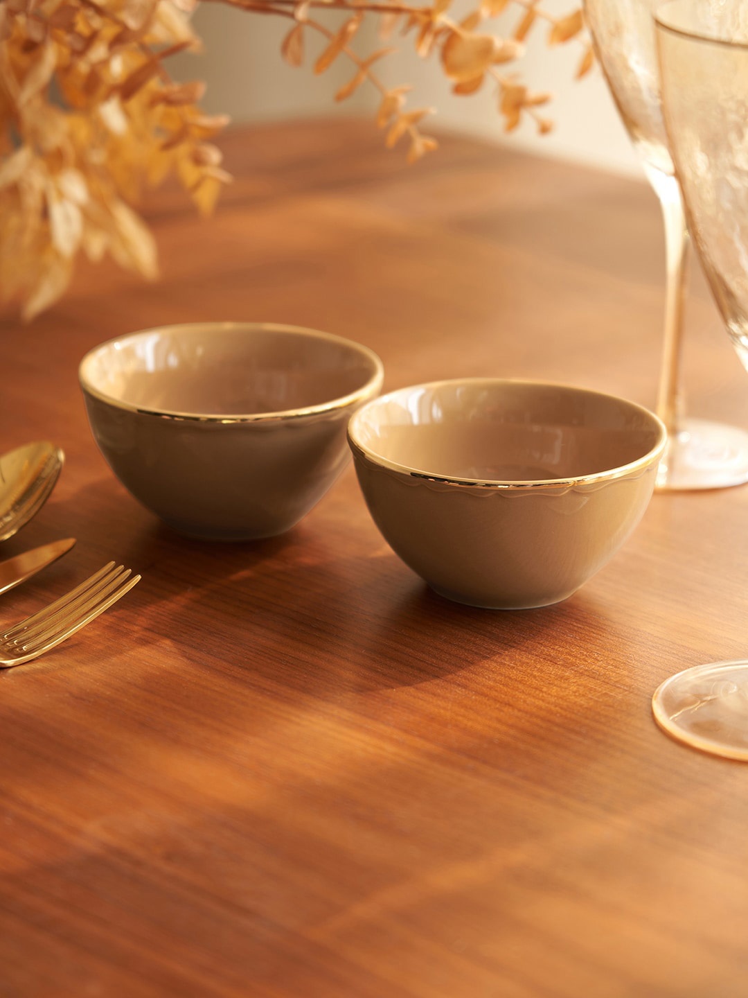 

Pure Home and Living Set of 2 Mustard Ceramic Side Bowls, Yellow