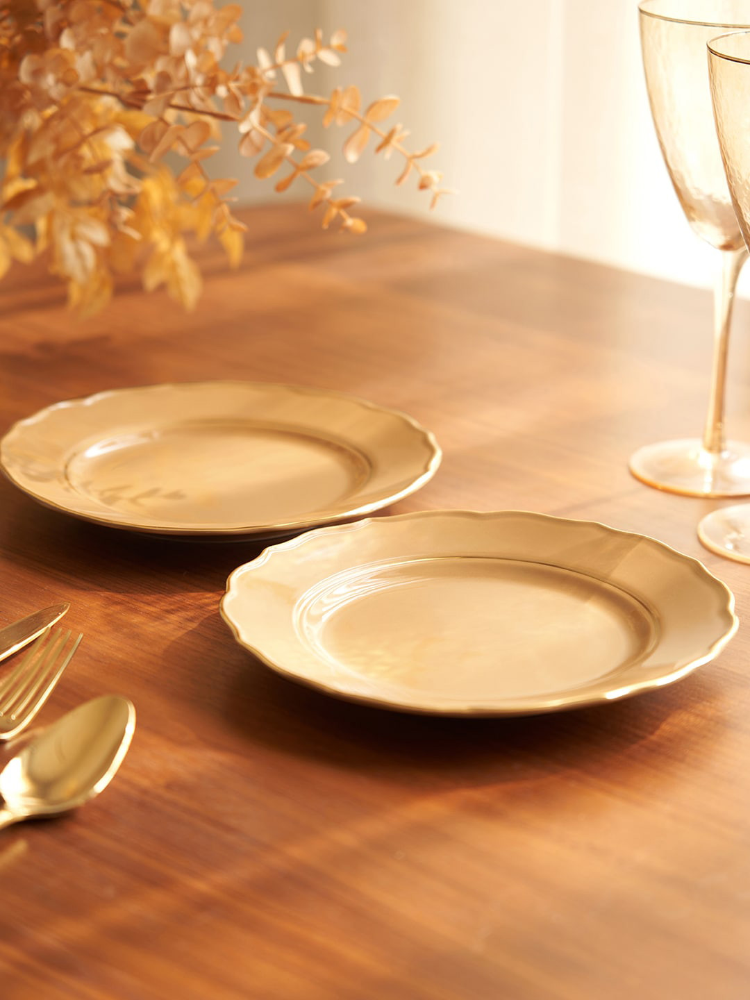 

Pure Home and Living Elegant Mustard Yellow 2 Piece Ceramic Dessert Plates