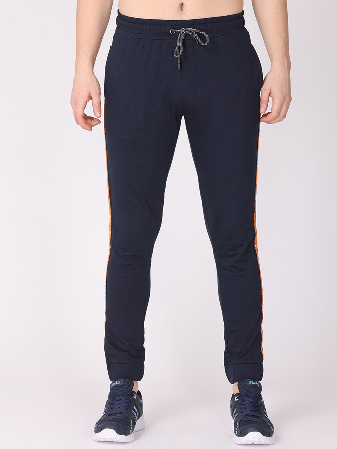 

POLONIUM Men Cotton Joggers, Navy blue