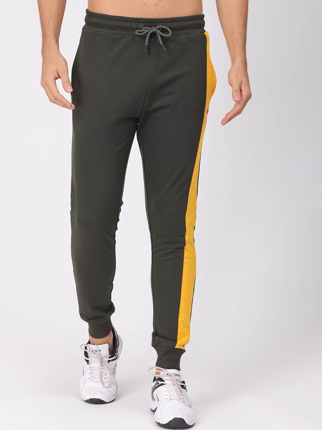 

POLONIUM Men Side Striped Rapid Dry Sporty Joggers, Olive