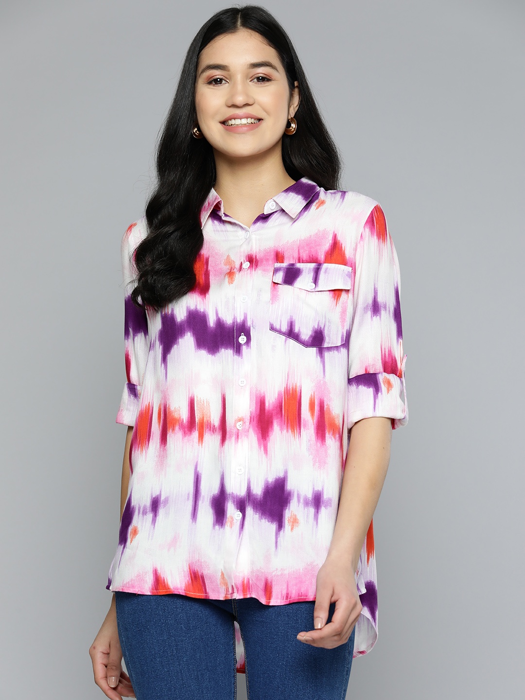 

HERE&NOW Women Classic Printed Casual Shirt, Multi