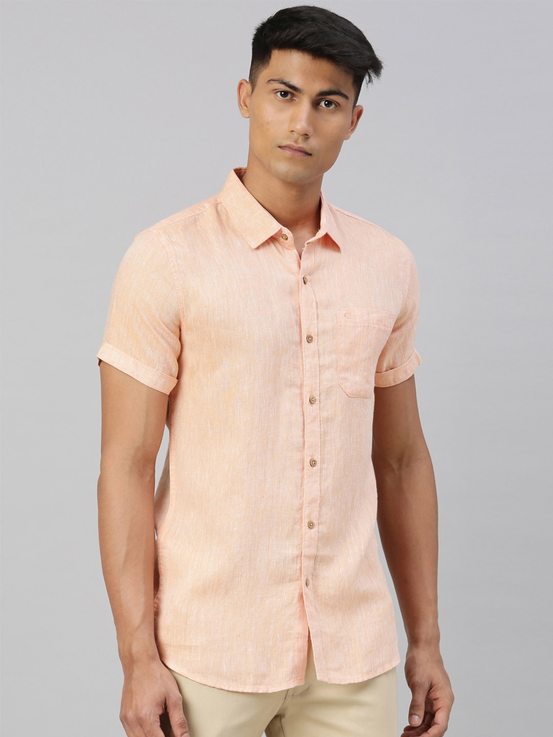 

Ecentric Men Hemp Sustainable Casual Shirt, Peach