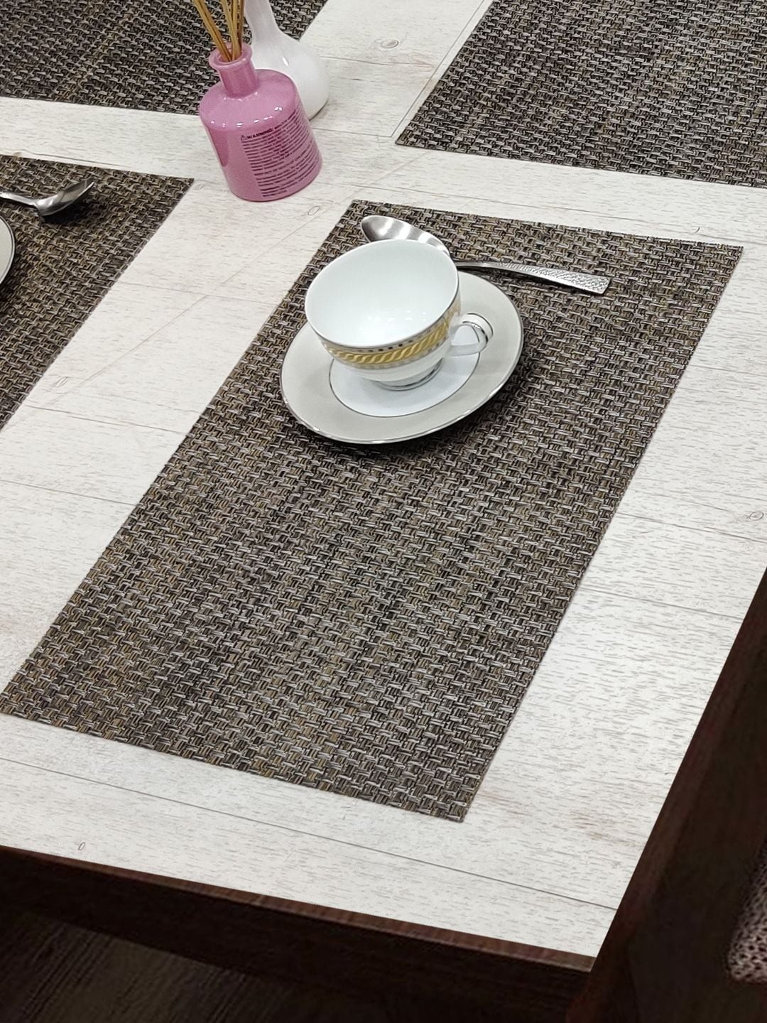 

BIANCA Bellevue Grey Set of 6 Geometric Woven Pattern Table Placemats