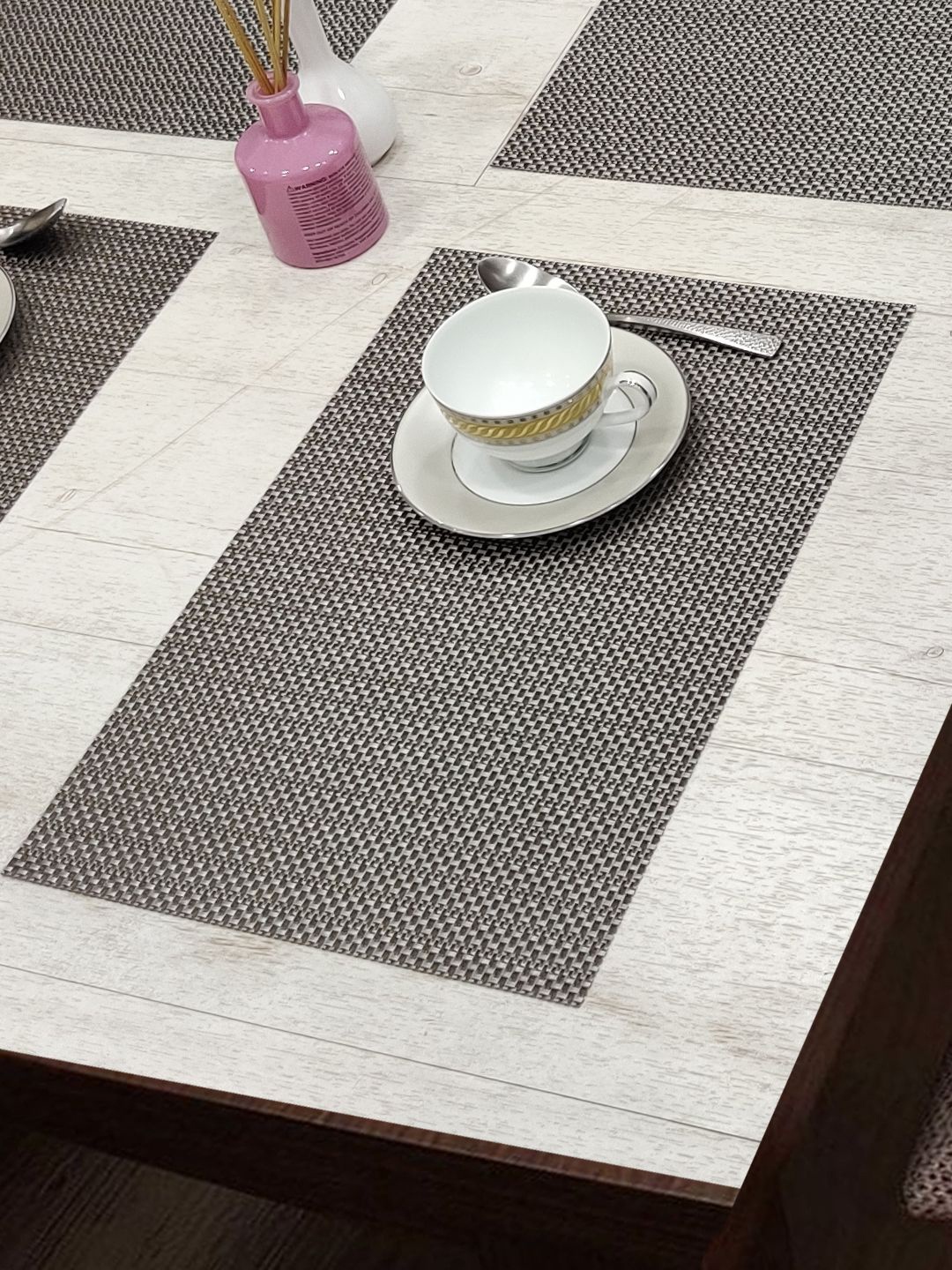 

BIANCA Bellevue Grey Set of 6 Geometric Woven Pattern Table Placemats