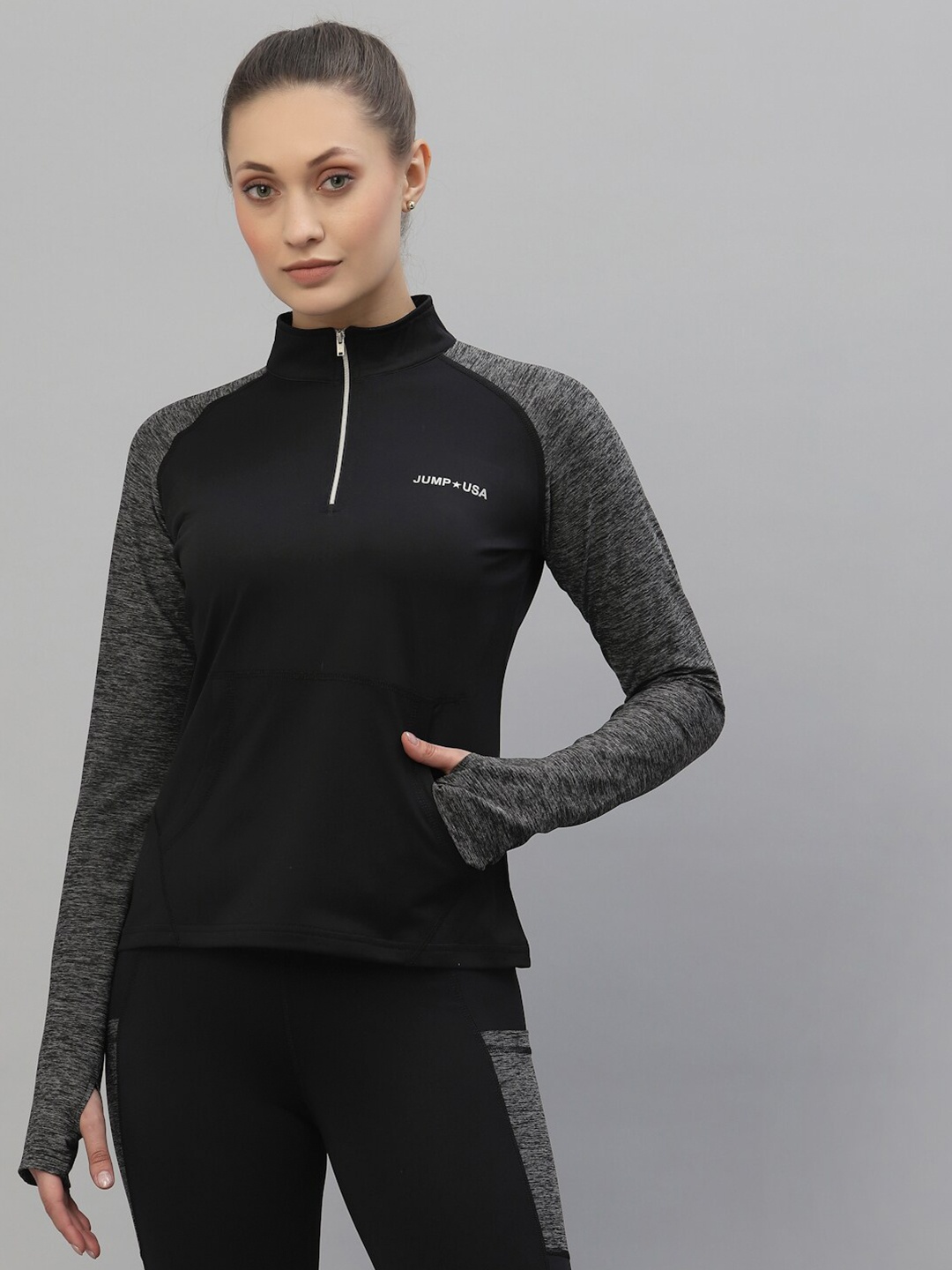 

JUMP USA Women High Neck T-shirt, Black