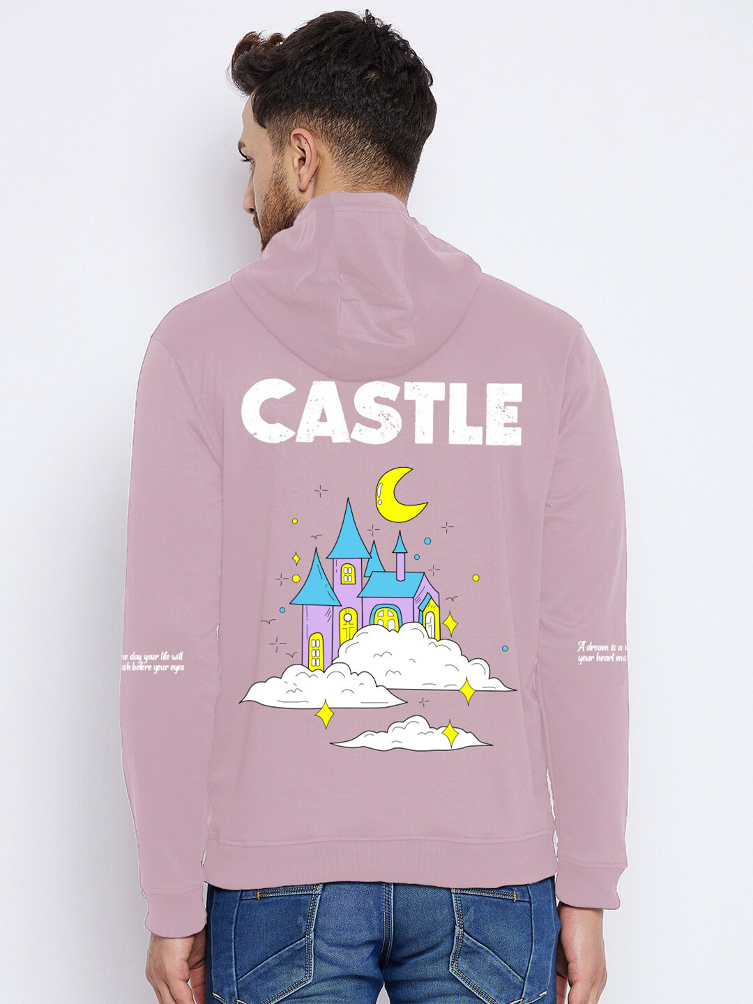 

FRENCH FLEXIOUS Men Printed Hooded Cotton Sweatshirt, Purple