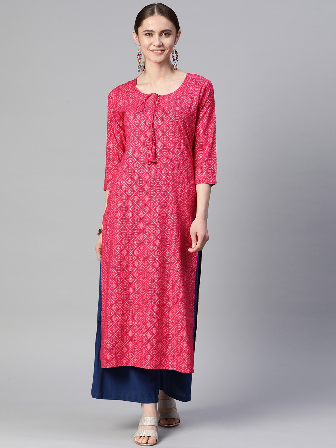 

mokshi Women Ethnic Motifs Printed Kurta, Pink
