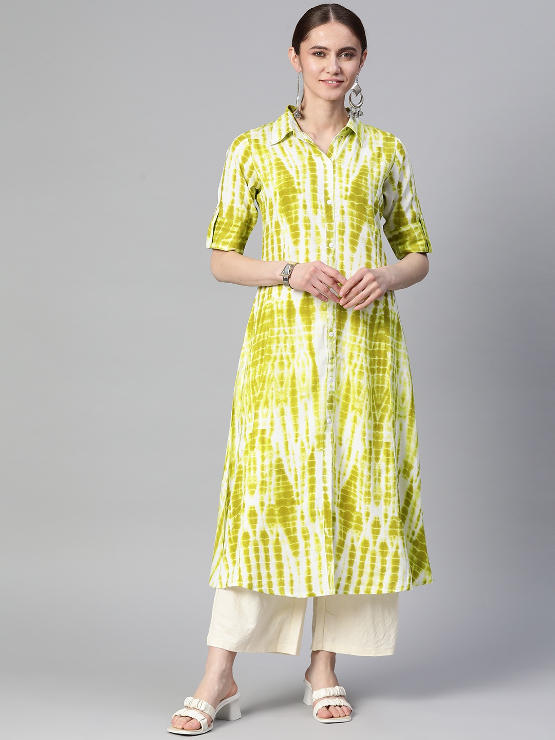 

mokshi Women Tie & Dye Kurta, Green
