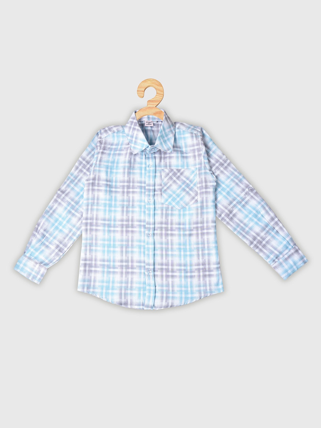

POMY & JINNY Boys Slim Fit Tartan Checked Casual Cotton Shirt, Off white