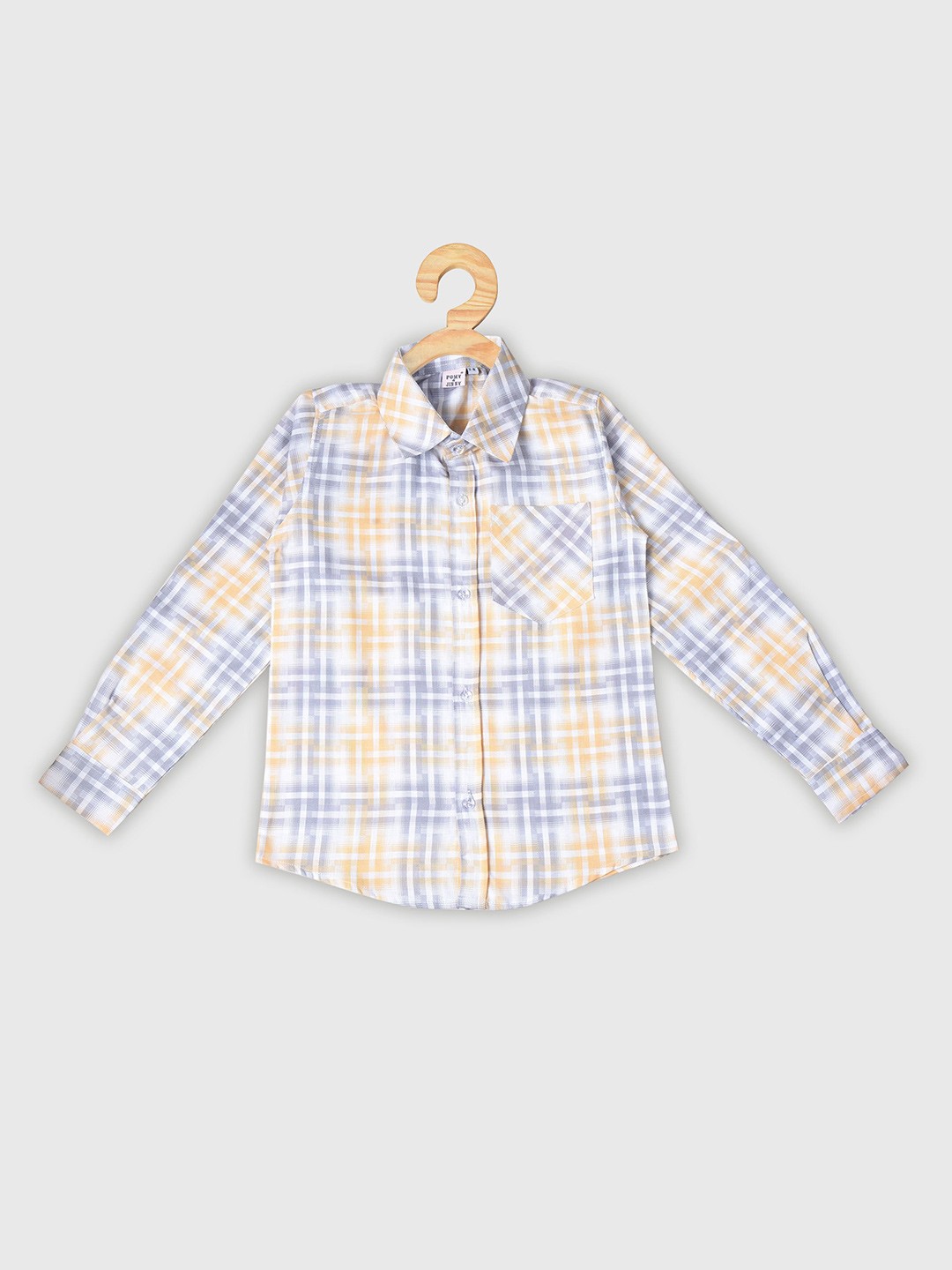 

POMY & JINNY Boys Smart Slim Fit Checked Cotton Casual Shirt, White