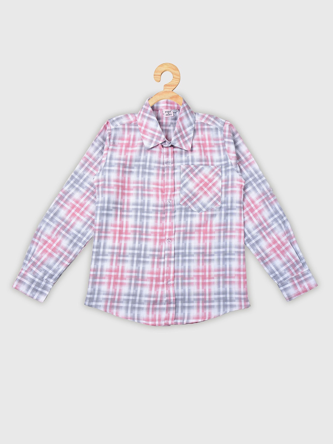 

POMY & JINNY Boys Smart Slim Fit Checked Cotton Casual Shirt, White