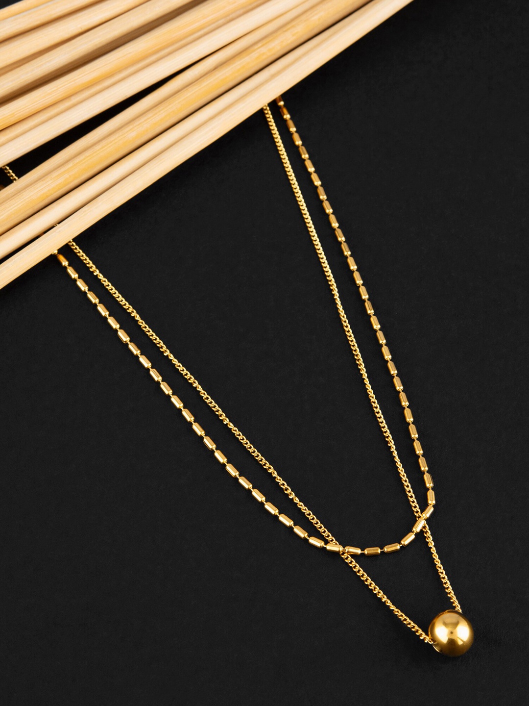 

E2O Brass Rose Gold-Plated Layered Necklace