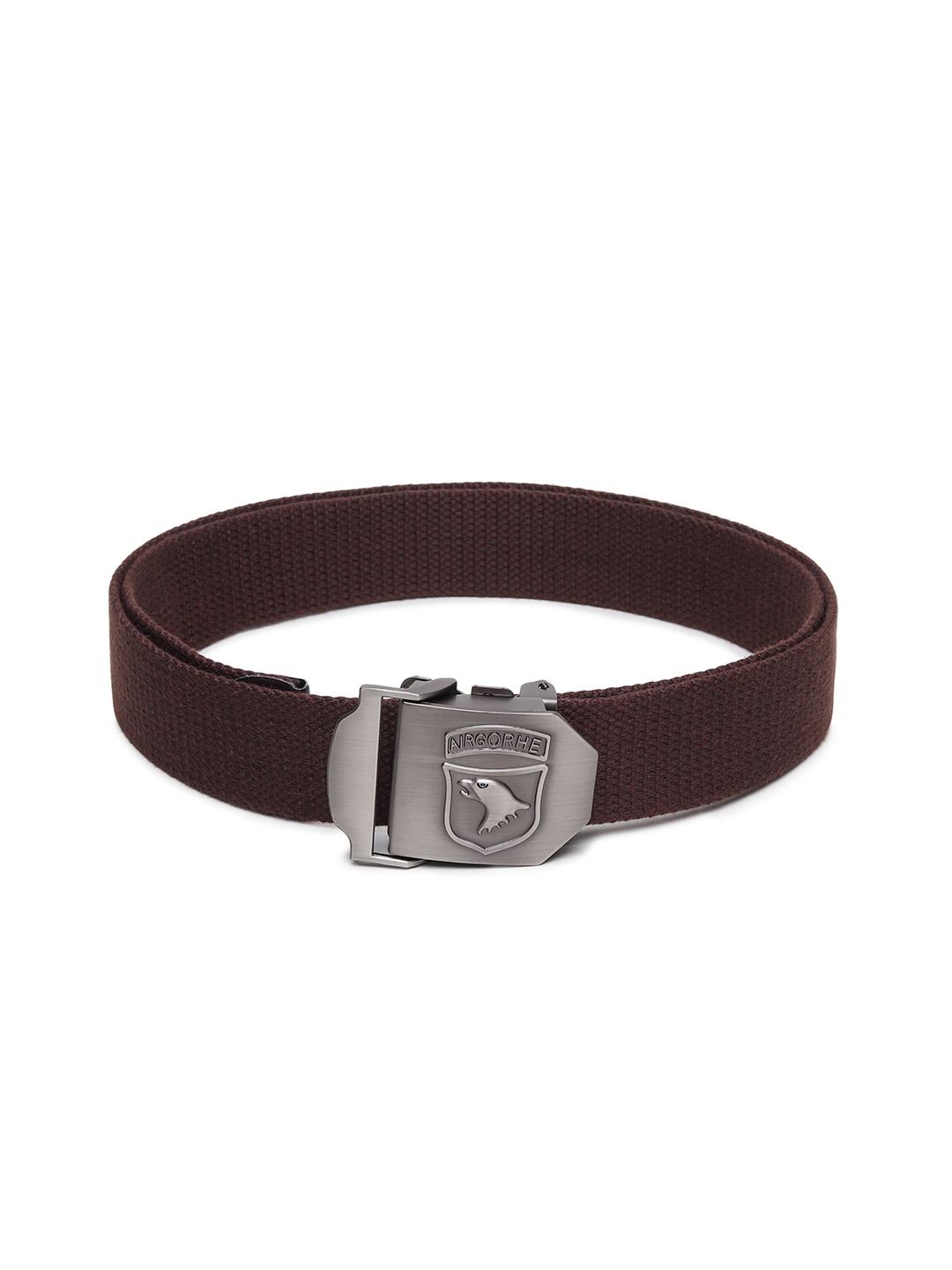 

HENEDA Men Woven Design Slider Buckle Belt, Brown