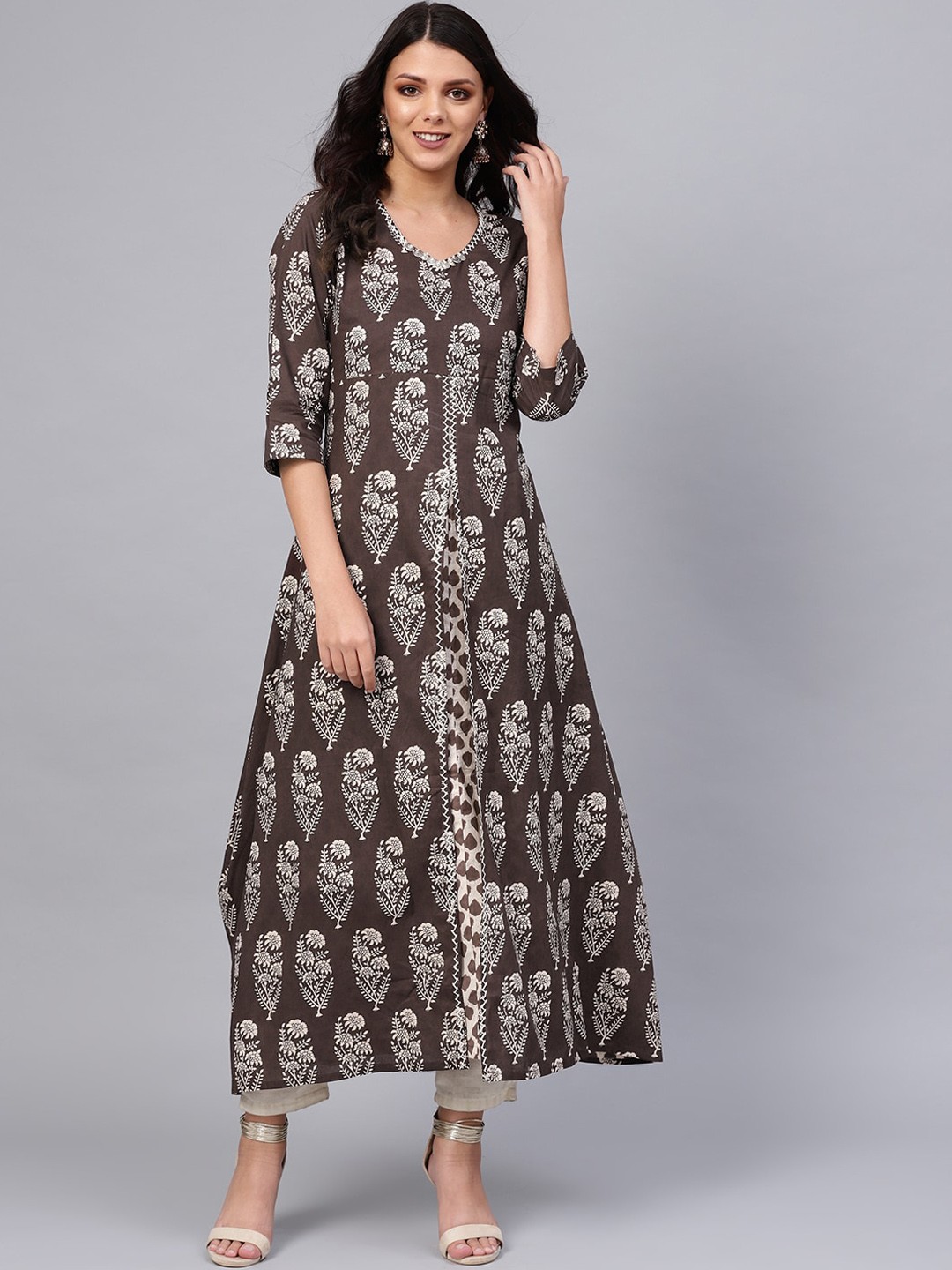 

Divena Women Ethnic Motifs Printed Kurta, Brown