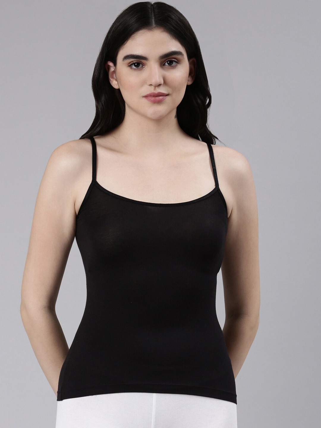 

FASO Non Padded Adjustable Strap Camisole, Black