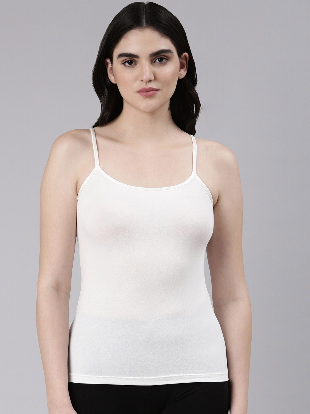 

FASO Non Padded Adjustable Strap Jersey Camisole, Off white