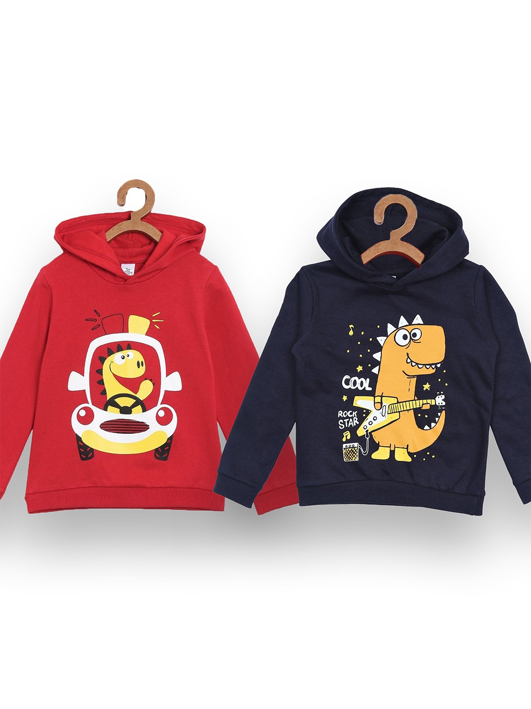 

The Mom Store Unisex Kids Red Printed Hooded Sweatshirt