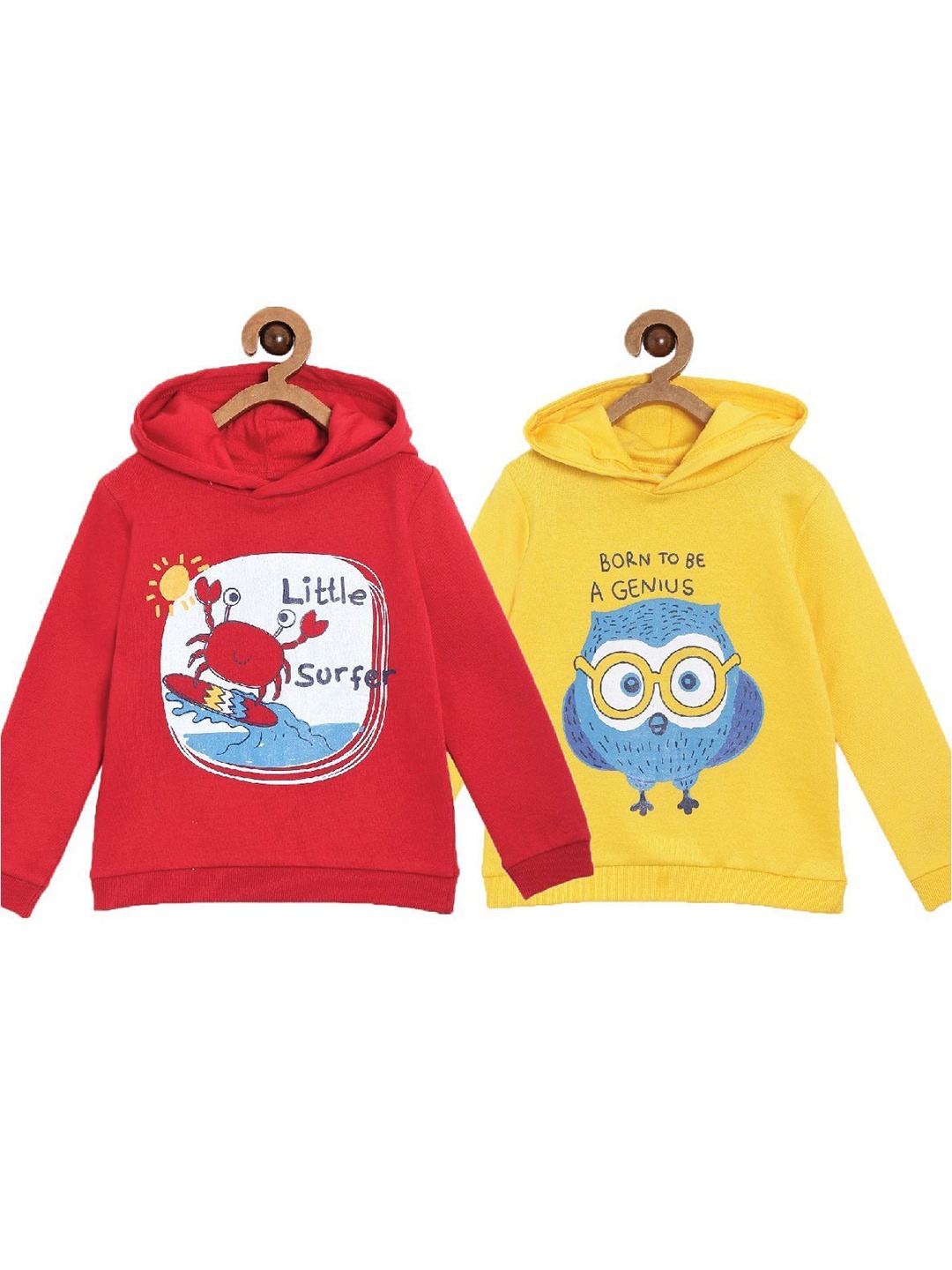 

The Mom Store Girls Pack of 2 Printed Hooded Cotton Sweatshirt, Red