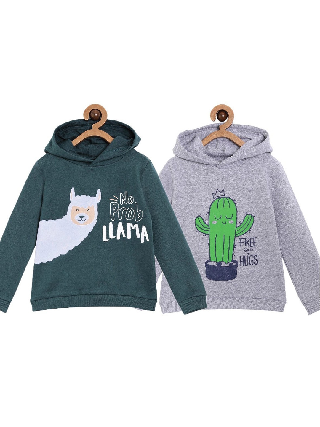 

The Mom Store Boys Pack of 2 Printed Hooded Cotton Sweatshirt, Green