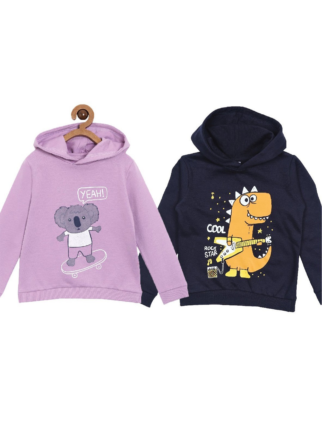 

The Mom Store Boys Pack of 2 Printed Hooded Cotton Sweatshirt, Purple
