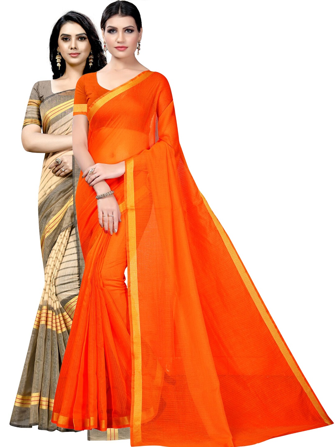 

Florence Pack of 2 Ilkal Saree, Orange