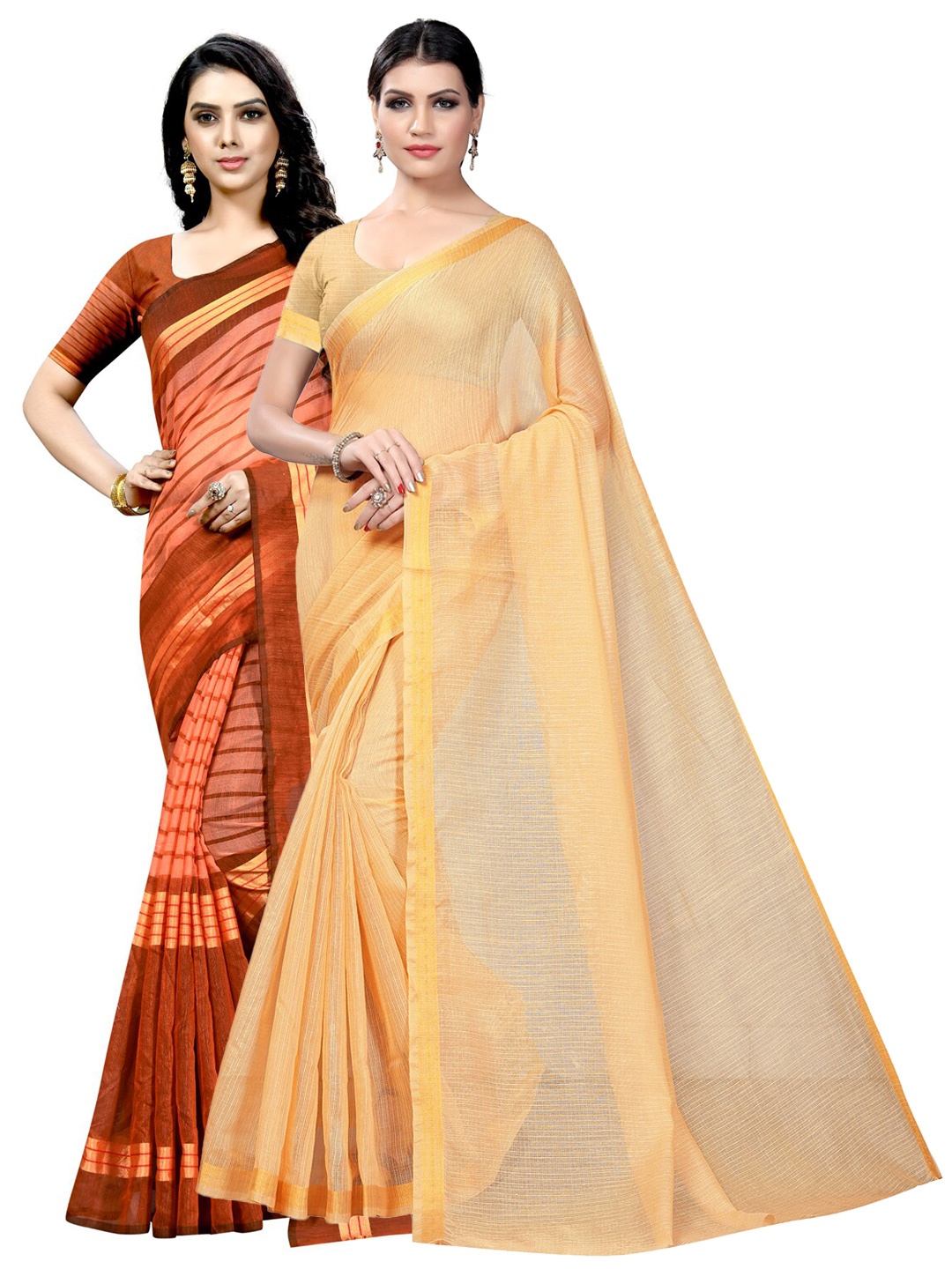 

Florence Pack Of 2 Ilkal Saree, Beige