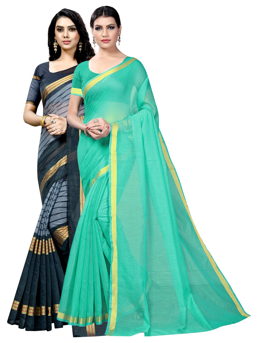 

Florence Striped Ilkal Saree, Teal