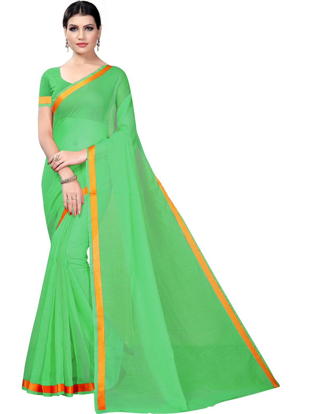 

Florence Pack Of 2 Zari Ilkal Saree, Green