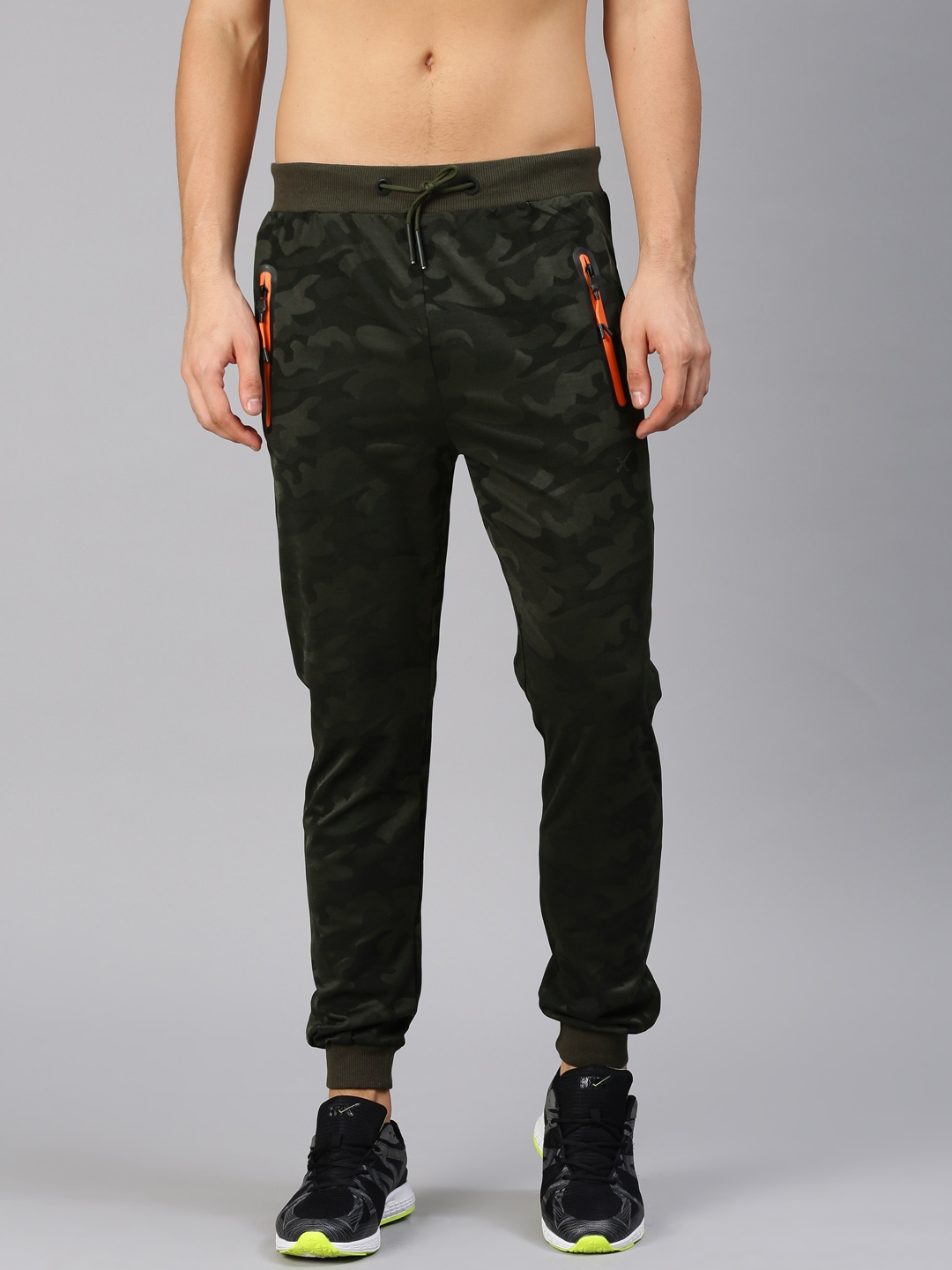 

HRX by Hrithik Roshan Olive Green Self-Design Joggers