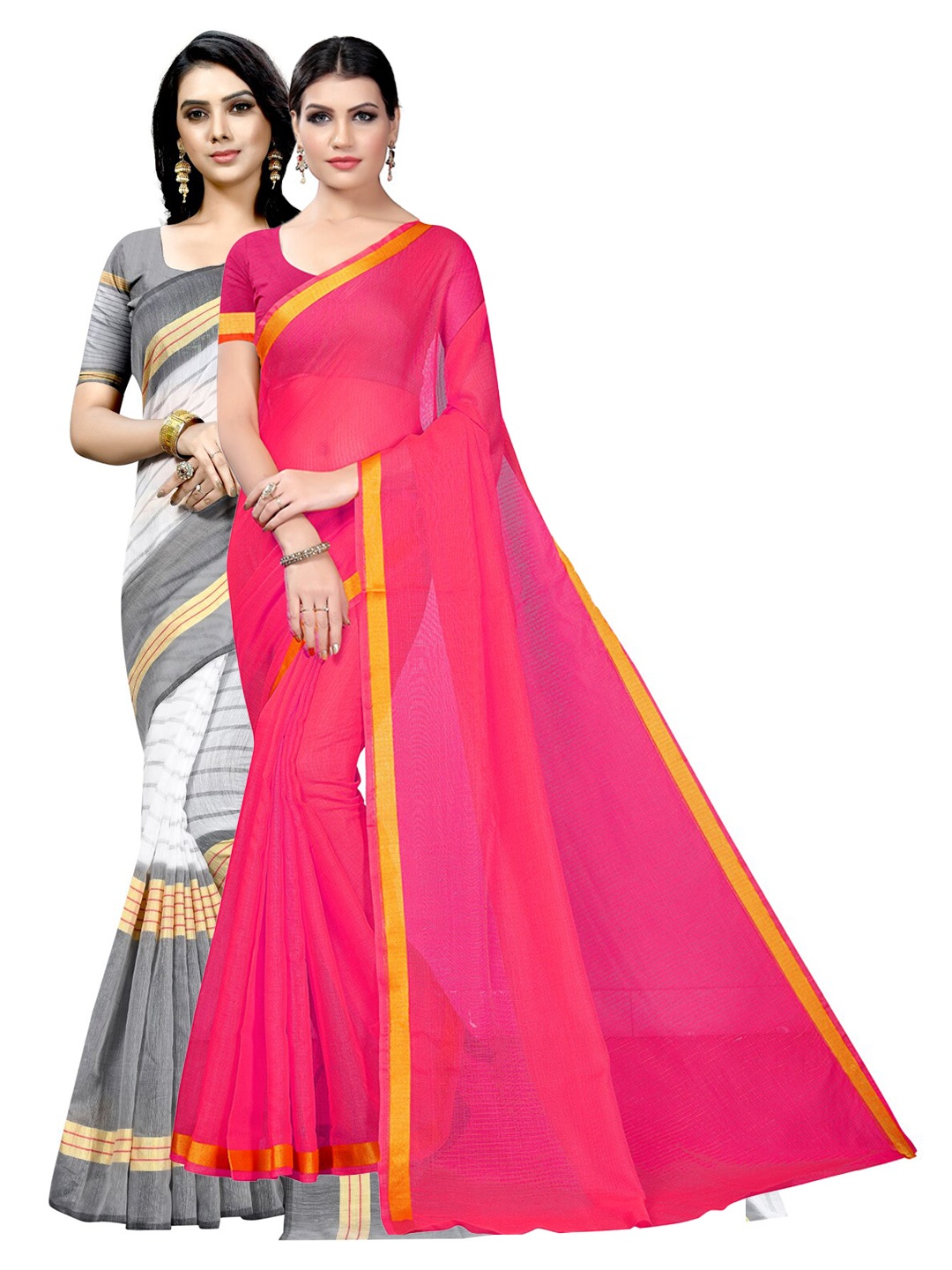 

Florence Pack of 2 Woven Design Ilkal Saree, Pink