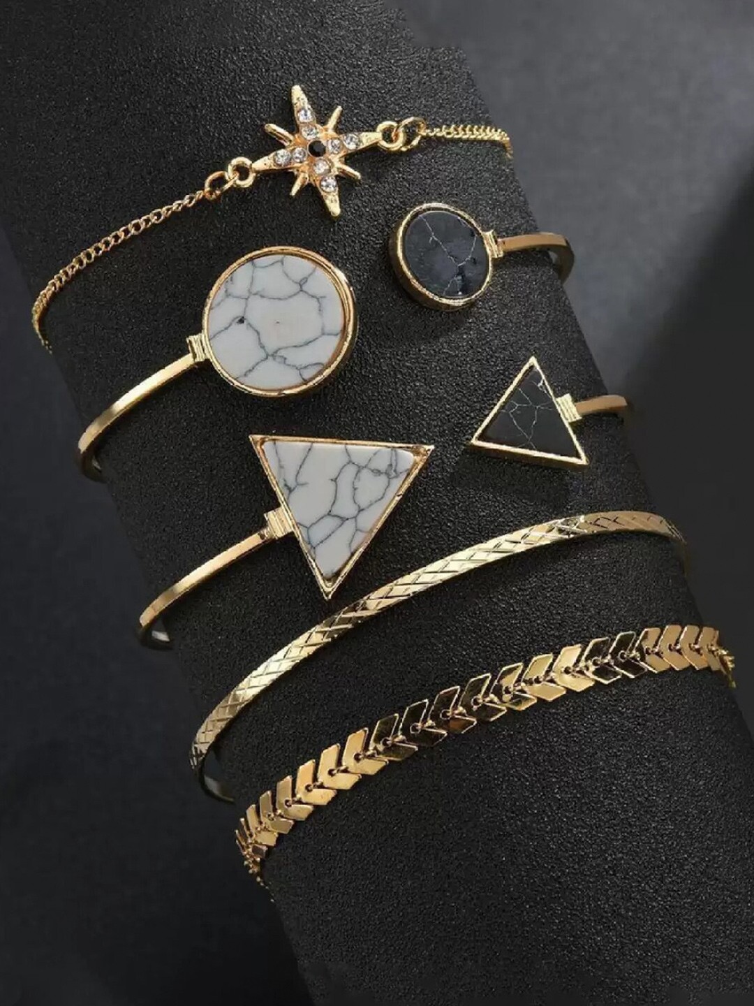 

Jewels Galaxy Women Set Of 5 Gold-Plated Cuff Bracelet