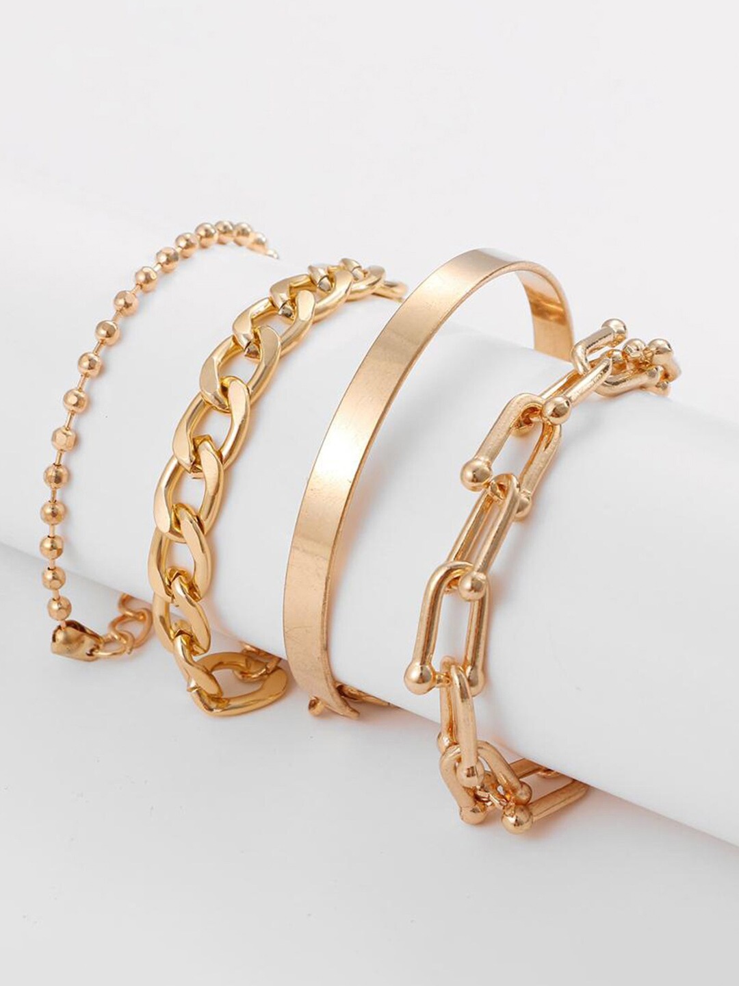 

Jewels Galaxy Women Set Of 4 Gold-Plated Link Bracelet
